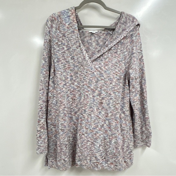 0311 J. Jill Large Hooded Sweater Knit Pullover Cozy Neutral Soft Minimalist - Picture 1 of 7